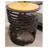 Brutualist Black Iron and Mustard Granite Top Side Table