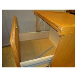 FILING CABINET, COMPUTER CHAIR AND FRAMED PUZZLE