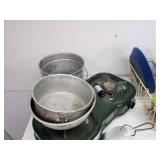 Portable Camp Stove, Pots, Dishes, Thermos & Water Jug