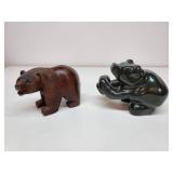 Paul McCarl Carved Stone & Hand Carved Wooden Bear