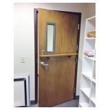 WOW Very Expensive & Heavy Duty Commercial Wood Dutch Door With Shelf & Limited View Window Also Includes Sliding Bolt Lock And Keyed Door Knob Lever - Great Condition!