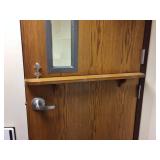 WOW Very Expensive & Heavy Duty Commercial Wood Dutch Door With Shelf & Limited View Window Also Includes Sliding Bolt Lock And Keyed Door Knob Lever - Great Condition!