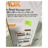 36 in. W x 14 in. L x 54 in. H 4-Shelves Chrome Storage Unit in good condition
