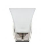 Aspen Creative Corporation 1-Light Brushed Nickel Vanity Light with Etched White Glass Shade in good condition