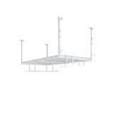 NewAge Products VersaRac 42 in. H x 48 in. W x 96 in. D Adjustable Height Garage Ceiling Mounted Storage Unit in White w/12-Piece Hooks in good conditions