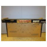 WALL MOUNTED PEG BOARD, RUBBERMAID FASTTRACKS AND STORAGE BARS