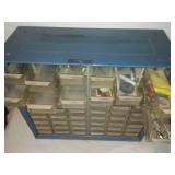 Metal Parts storage bins and case with contents.