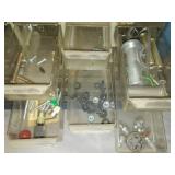 Metal Parts storage bins and case with contents.