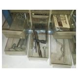 Metal Parts storage bins and case with contents.