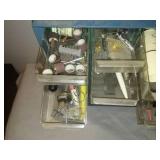 Metal 40 drawer Parts bins + case + contents.