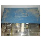 Metal 40 drawer Parts bins + case + contents.