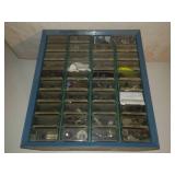 Metal 40 drawer Parts bins + case + contents.