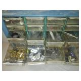 Metal 40 drawer Parts bins + case + contents.