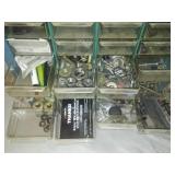 Metal 40 drawer Parts bins + case + contents.