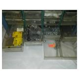 Metal 40 drawer Parts bins + case + contents.