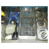27 drawer Parts bins and case plus plastic content