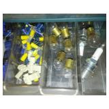 27 drawer Parts bins and case plus plastic content