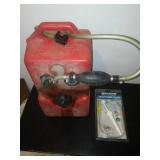 OMC 3 gallon gas tank and Quicksilver gear lube pump.