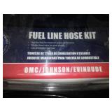 Marine fuel line, bulb, OMC end, on land startup hose system.