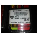 Marine fuel line, bulb, OMC end, on land startup hose system.