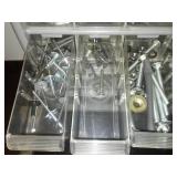 Plastic storage bins and case with contents