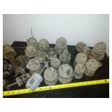 Porcelain and glass insulators.
