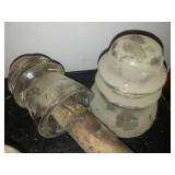Porcelain and glass insulators.