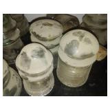 Porcelain and glass insulators.