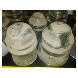 Porcelain and glass insulators.