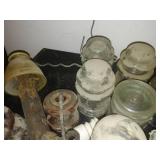 Porcelain and glass insulators.