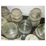 Porcelain and glass insulators.