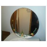 Vintage hand painted round mirror 24 in.