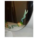 Vintage hand painted round mirror 24 in.