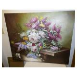 Acrylic floral painting. Stretched canvas