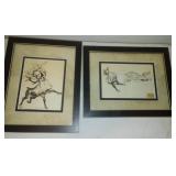 2 John Jensen original pencil drawings 8 x 10 of Frazee Minnesota.