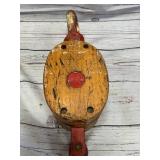 Vintage Wood / Metal Double Pulley Block & Tackle