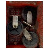 Lot of 3 Casters plue Original Cass Clay Milk Crate