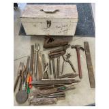 Toolbox with Vintage Wood Plane, Chisels, Punches