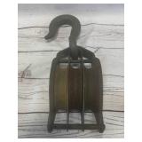 Antique Triple Pulley Snatch Block & Hook