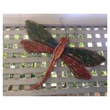 Wooden butterfly and metal outdoor decor sculpture