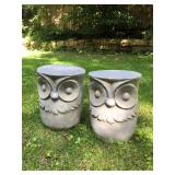 Two Outdoor Ceramic Owl Stools
