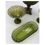 Assorted Vintage Decorative Green glassware