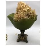 Assorted Vintage Decorative Green glassware