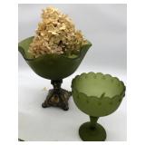 Assorted Vintage Decorative Green glassware