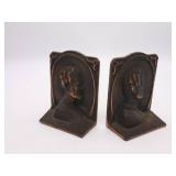 Cast iron Lincoln Book Ends with copper detailing