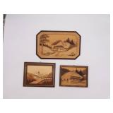 Vintage German Landscape Wood Carvings