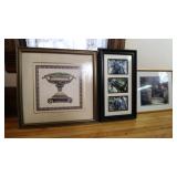 Lot of 5 Gold toned Custom Frames with misc Artwork