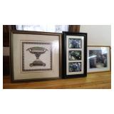 Lot of 5 Gold toned Custom Frames with misc Artwork