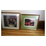 Lot of 5 Gold toned Custom Frames with misc Artwork