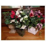Assorted Lot of Planters Some with Artificial Plants